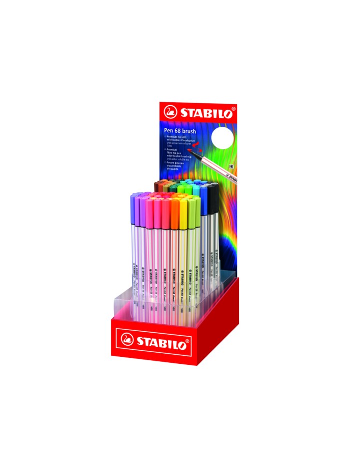 Rotulador stabilo acuarelable pen 68 brush arty line punta pincel expositor de 80 unidades colores surtidos Rotulador stabilo acuarelable pen 68 brush arty line punta pincel expositor de 80 unidades colores surtidos