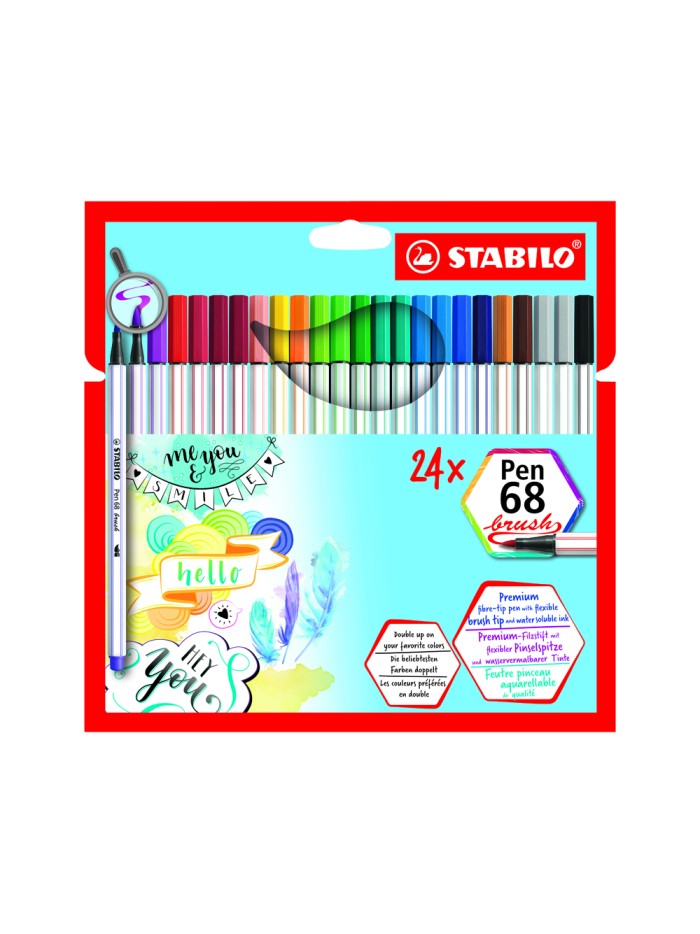 Rotulador stabilo acuarelable pen 68 brush punta pincel estuche de 24 unidades colores surtidos Rotulador stabilo acuarelable pen 68 brush punta pincel estuche de 24 unidades colores surtidos