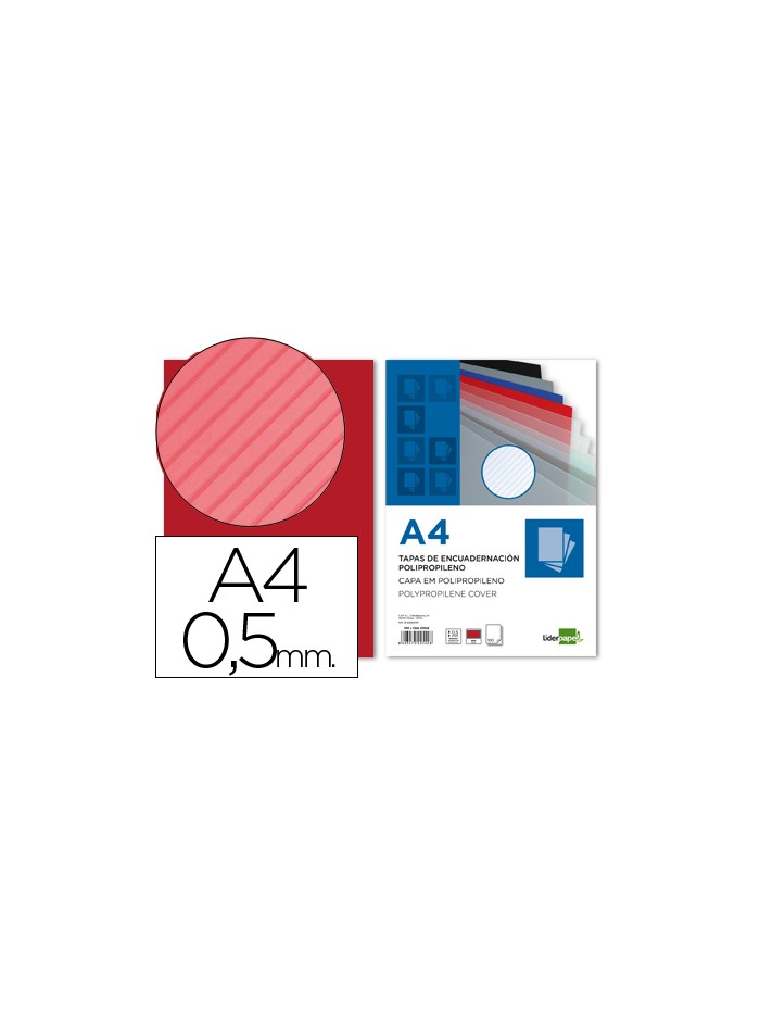 Tapa encuadernacion liderpapel polipropileno rayado a4 0.5mm rojo paquete de 100 unidades Tapa encuadernacion liderpapel polipropileno rayado a4 0.5mm rojo paquete de 100 unidades