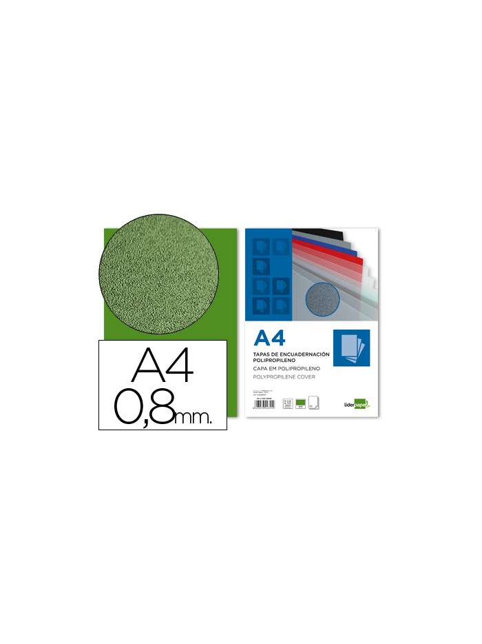 Tapa encuadernacion liderpapel polipropileno a4 0.8mm verde opaco paquete de 50 unidades Tapa encuadernacion liderpapel polipropileno a4 0.8mm verde opaco paquete de 50 unidades