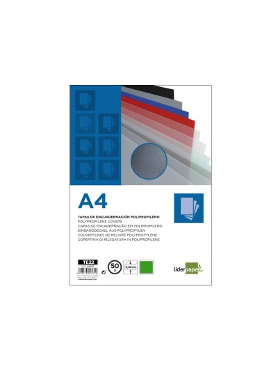 Tapa encuadernacion liderpapel polipropileno a4 0.8mm verde opaco paquete de 50 unidades