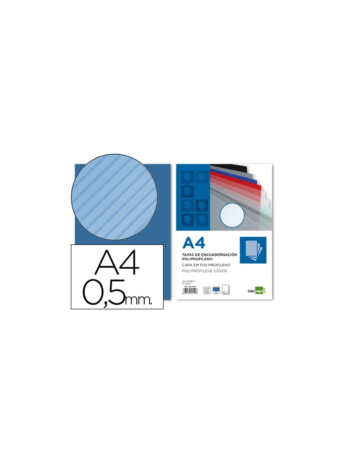 Tapa encuadernacion liderpapel polipropileno rayado a4 0.5mm azul paquete de 100 unidades Tapa encuadernacion liderpapel polipropileno rayado a4 0.5mm azul paquete de 100 unidades