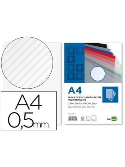 Tapa encuadernacion liderpapel polipropileno rayado a4 0.5mm transparente paquete de 100 unidades