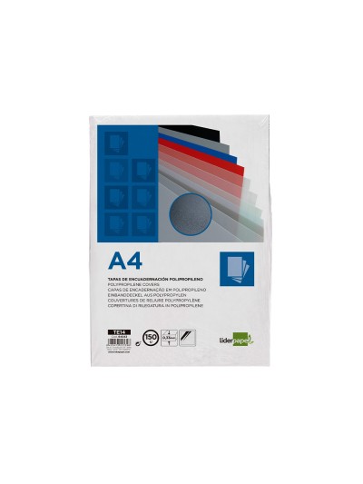 Tapa encuadernacion liderpapel polipropileno a4 0.33mm translucida paquete de 150 unidades