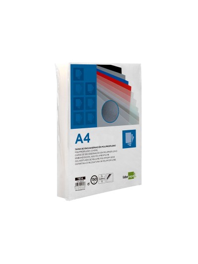 Tapa encuadernacion liderpapel polipropileno a4 0.33mm translucida paquete de 150 unidades