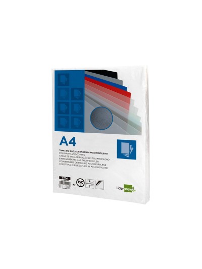 Tapa encuadernacion liderpapel polipropileno a4 0.33mm translucida paquete de 150 unidades