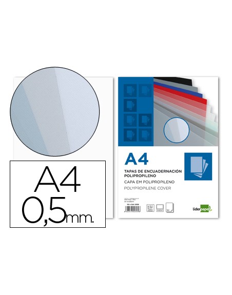 Tapa encuadernacion liderpapel polipropileno a4 0.5mm incolor translucidas paquete de 100 unidades