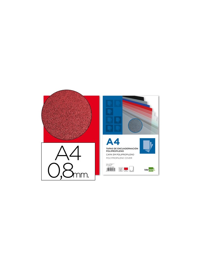 Tapa encuadernacion liderpapel polipropileno a4 0.8mm rojo opaco paquete de 50 unidades Tapa encuadernacion liderpapel polipropileno a4 0.8mm rojo opaco paquete de 50 unidades