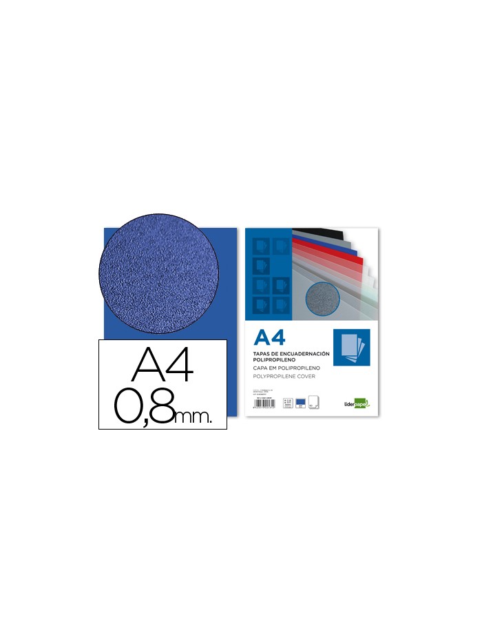 Tapa encuadernacion liderpapel polipropileno a4 0.8mm azul opaco paquete de 50 unidades Tapa encuadernacion liderpapel polipropileno a4 0.8mm azul opaco paquete de 50 unidades