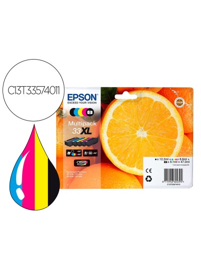 Ink-jet epson expression premium t3357 33xl xp-530 / xp-630 / xp-640 / xp-830 / xp-900 multipack 5 colores
