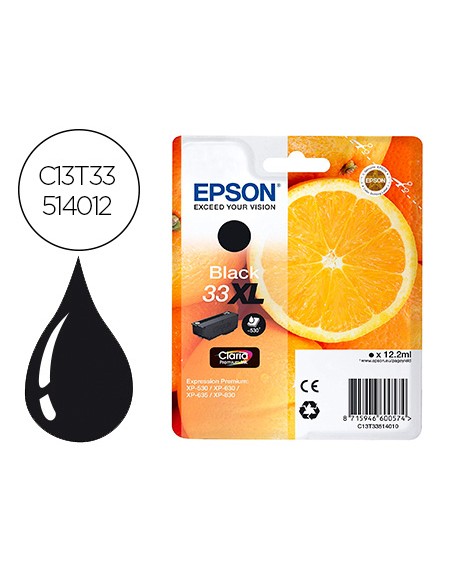 Ink-jet epson expression premiun t3351 33xl xp-530 / xp-630 / xp-640 / xp-830 / xp-900 negro 530 pag