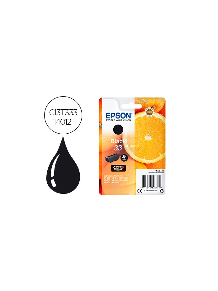 Ink-jet epson expression premiun 33 t3331 xp-530 / xp-630 / xp-640 / xp-830 / xp-900 negro 250 pag Ink-jet epson expression premiun 33 t3331 xp-530 / xp-630 / xp-640 / xp-830 / xp-900 negro 250 pag