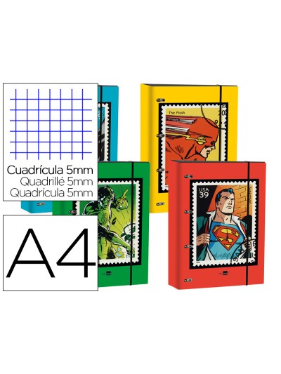 Carpeta liderpapel din a4 forrada con recambio 120 hojas 80 gr 5 mm 4 an. redondas 40 mm cierre goma