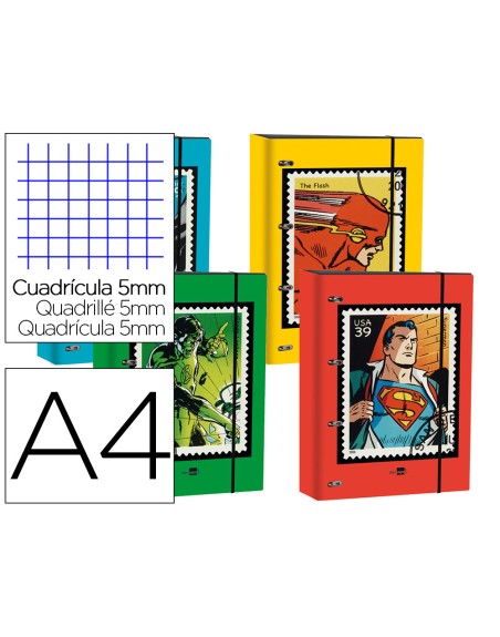 Carpeta liderpapel din a4 forrada con recambio 120 hojas 80 gr 5 mm 4 an. redondas 40 mm cierre goma