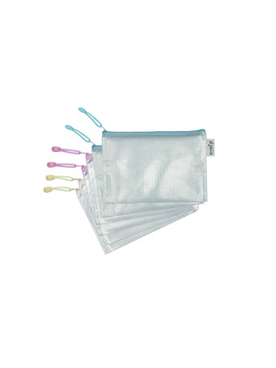 Bolsa multiusos tarifold zipper con cremallera din a5 pack de 6 unidades colores pastel surtidos