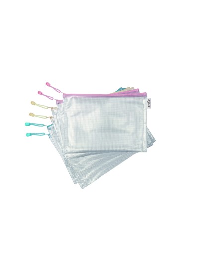 Bolsa multiusos tarifold zipper con cremallera din a4 pack de 6 unidades colores pastel surtidos