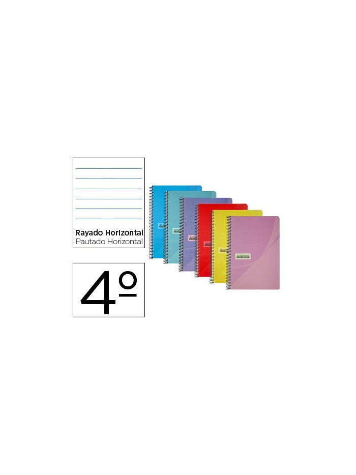 Cuaderno espiral papercop cuarto tapa plastico 80h 90 gr rayado horizontal con margen colores surtidos Cuaderno espiral papercop cuarto tapa plastico 80h 90 gr rayado horizontal con margen colores surtidos