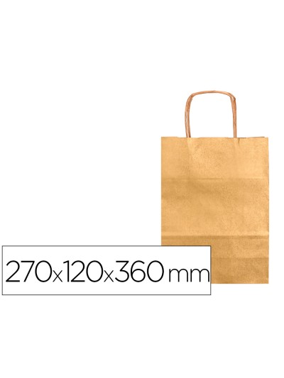 Bolsa kraft q-connect oro asa retorcida 270x120x360 mm