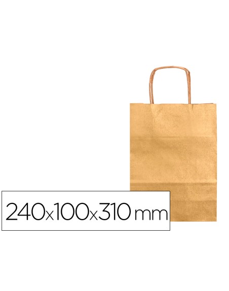 Bolsa kraft q-connect oro asa retorcida 240x100x310 mm