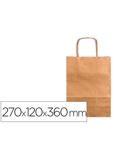 Bolsa kraft q-connect natural asa retorcida 270x120x360 mm