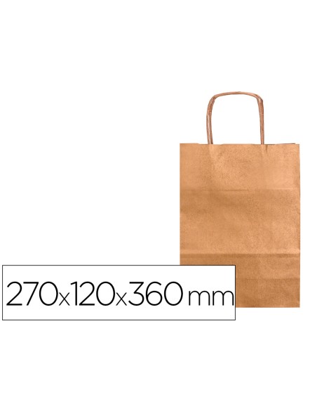 Bolsa kraft q-connect natural asa retorcida 270x120x360 mm