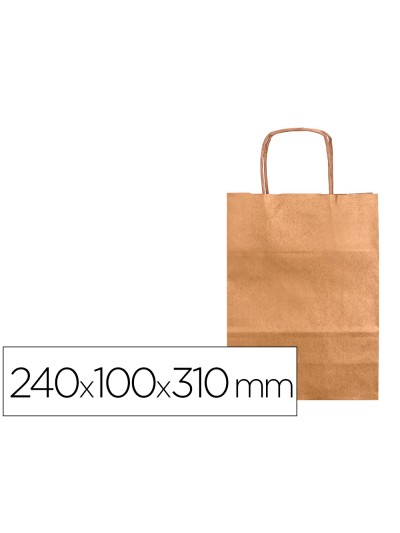 Bolsa kraft q-connect natural asa retorcida 240x100x310 mm