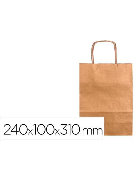 Bolsa kraft q-connect natural asa retorcida 240x100x310 mm