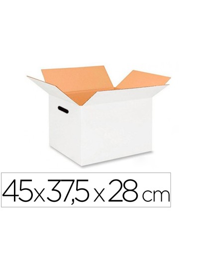 Caja para embalar q-connect americana ultrarresistente conasas carton canal doble 7 mm color blanco 450x280x375 mm