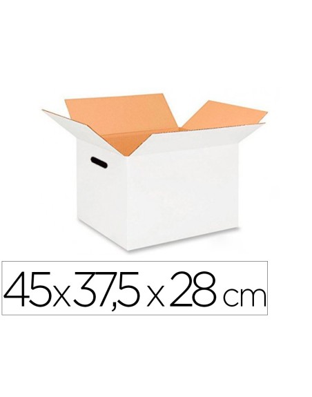 Caja para embalar q-connect americana ultrarresistente conasas carton canal doble 7 mm color blanco 450x280x375 mm
