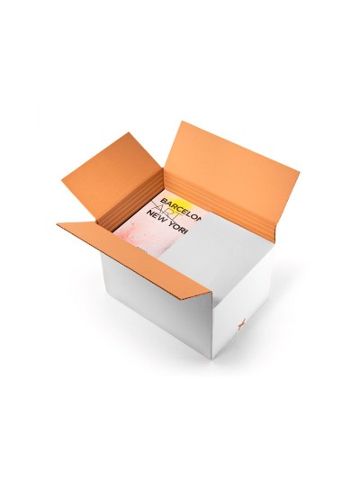 Caja para embalar q-connect ultrarresistente regulable en altura carton canal doble 7 mmcolor blanco 450x280x375 mm
