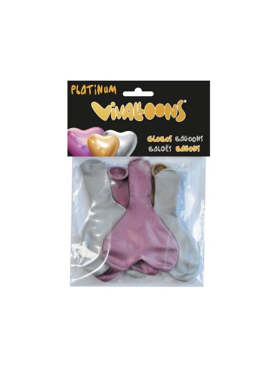 Globo 100% latex biodegradable corazon platinum blister de 5 unidades