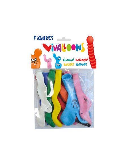 Globo 100% latex biodegradable forma figuras colores surtidos blister de 10 unidades