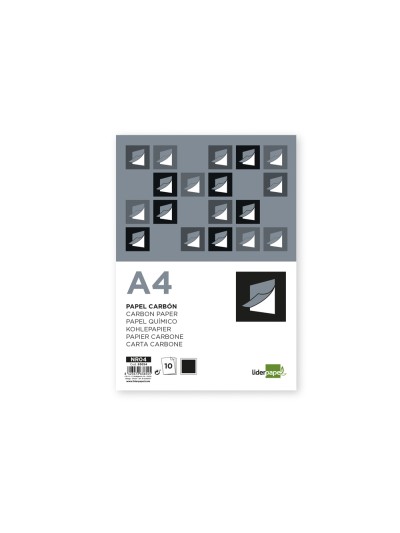 Papel carbon liderpapel negro din a4 bolsa de 10 hojas