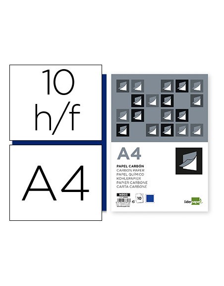 Papel carbon liderpapel azul din a4 bolsa de 10 hojas