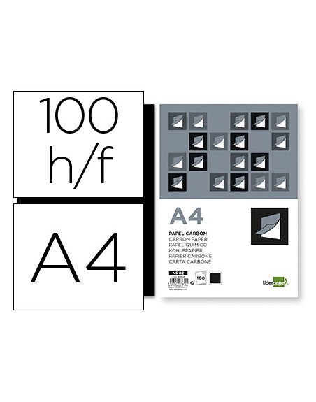 Papel carbon liderpapel film negro din a4 caja de 100 hojas