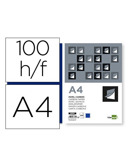 Papel carbon liderpapel film azul din a4 caja de 100 hojas