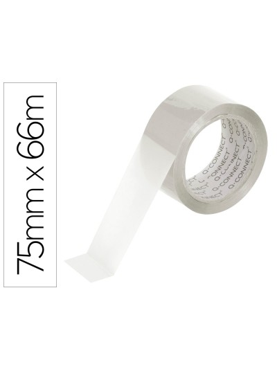 Cinta adhesiva q-connect polipropileno transparente 66 mt x 75 mm para embalaje