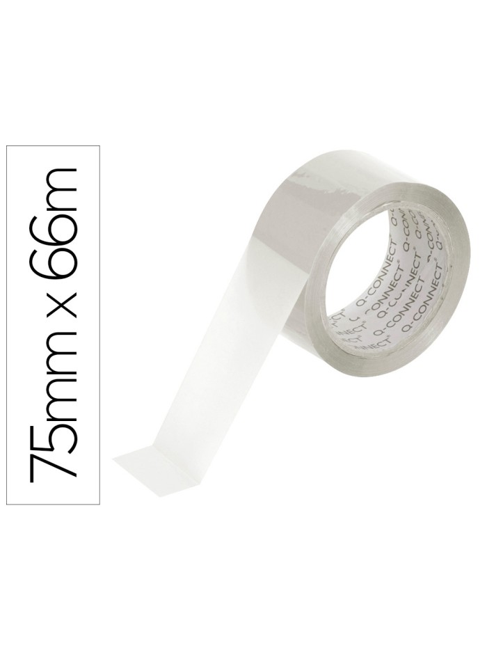 Cinta adhesiva q-connect polipropileno transparente 66 mt x 75 mm para embalaje Cinta adhesiva q-connect polipropileno transparente 66 mt x 75 mm para embalaje