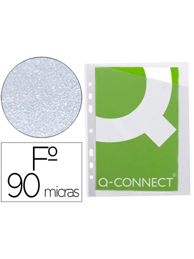 Funda q-connect corte oblicuo 290x195 mm cristal 4 taladros pvc 90 mc caja de 100 unidades