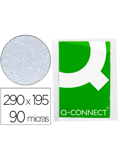 Funda protectora q-connect corte oblicuo 290x195 cristal sin taladros pvc 90mc caja de 100 unidades