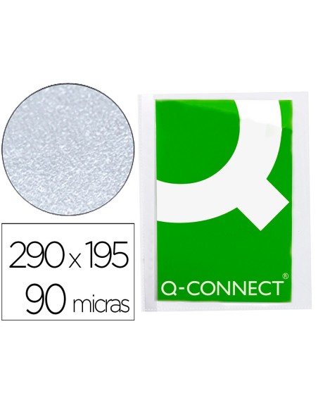 Funda protectora q-connect corte oblicuo 290x195 cristal sin taladros pvc 90mc caja de 100 unidades