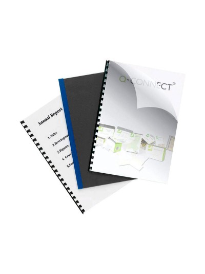 Tapa de encuadernacion q-connect pvc din a4 opaca negra 180 micras caja de 100 unidades