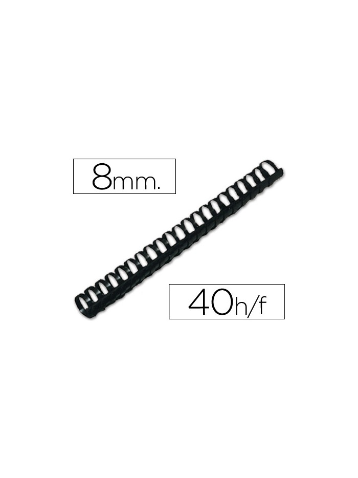 Canutillo q-connect redondo 8 mm plastico negro capacidad 40 hojas caja de 100 unidades Canutillo q-connect redondo 8 mm plastico negro capacidad 40 hojas caja de 100 unidades