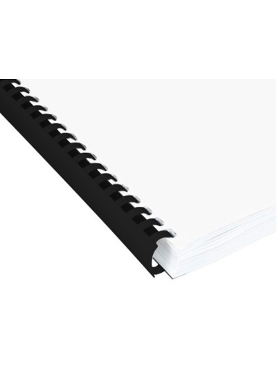 Canutillo q-connect redondo 6 mm plastico negro capacidad 20 hojas caja de 100 unidades