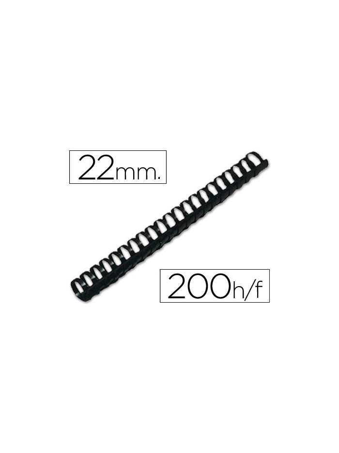 Canutillo q-connect redondo 22 mm plastico negro capacidad 200 hojas caja de 50 unidades Canutillo q-connect redondo 22 mm plastico negro capacidad 200 hojas caja de 50 unidades