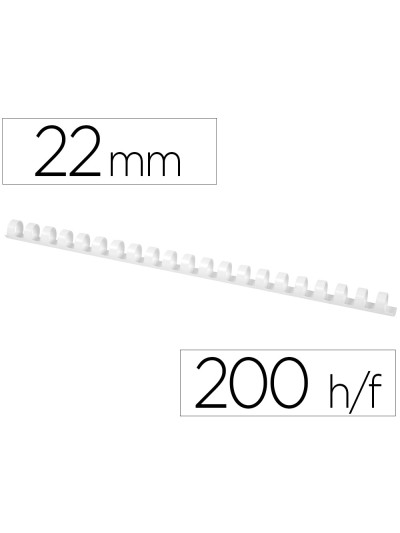 Canutillo q-connect redondo 22 mm plastico blanco capacidad 200 hojas caja de 50 unidades