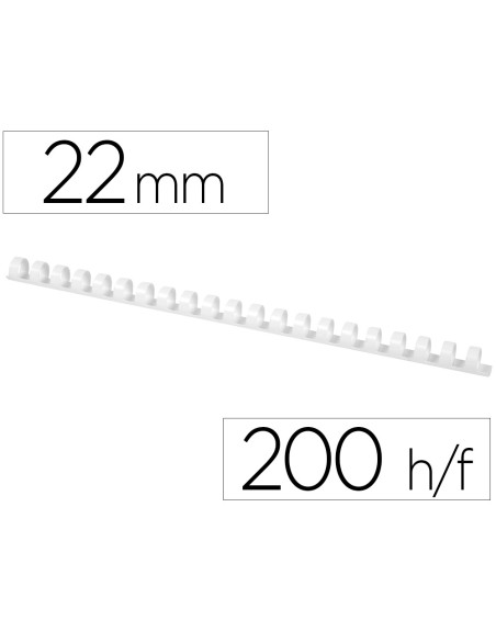 Canutillo q-connect redondo 22 mm plastico blanco capacidad 200 hojas caja de 50 unidades