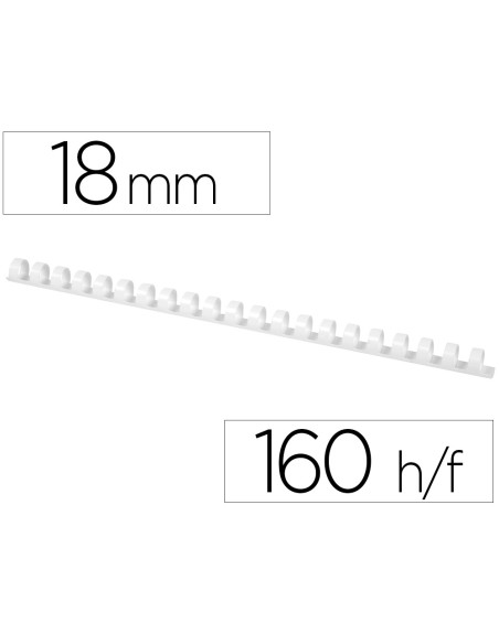 Canutillo q-connect redondo 18 mm plastico blanco capacidad 160 hojas caja de 50 unidades