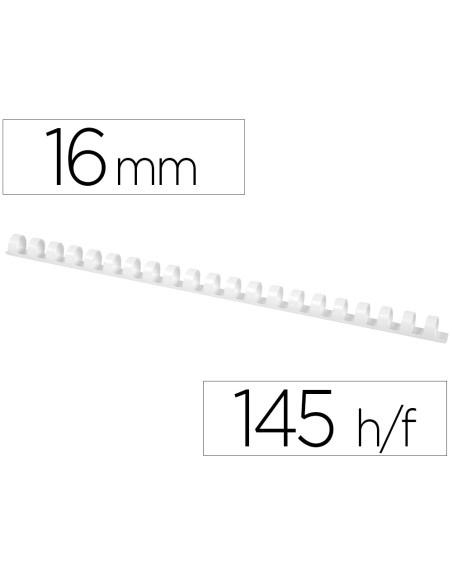 Canutillo q-connect redondo 16 mm plastico blanco capacidad 145 hojas caja de 50 unidades