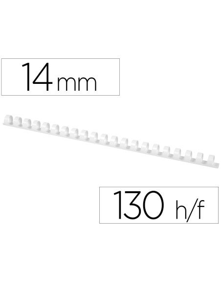 Canutillo q-connect redondo 14 mm plastico blanco capacidad 130 hojas caja de 100 unidades